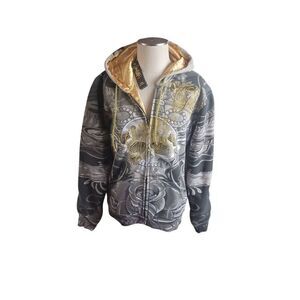 Christian Audigier New with tags Men's skull hoody grey extra large y2k